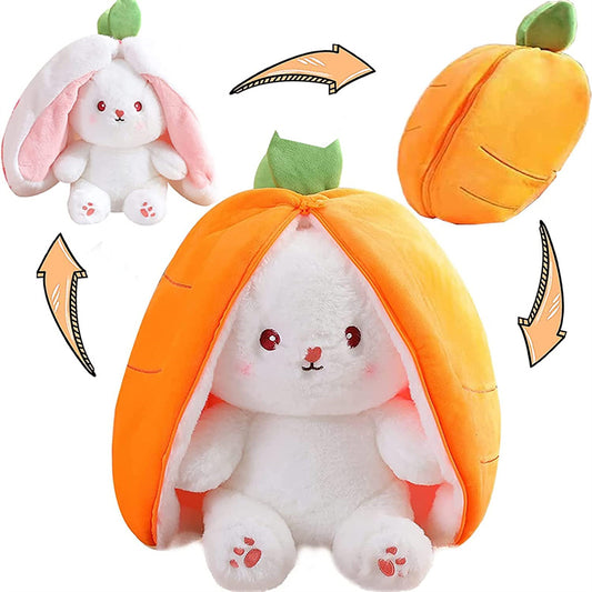 Kawaii Fruit Transfigured Bunny Plush Toy Cute Carrot Strawberry Turn Into Rabbit Plush Toy Kids Birthday Christmas Gift Muppet